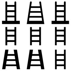 Collection of Simple Black Ladder Icons