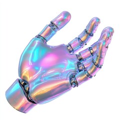 Futuristic D Robotic Hand with Holographic Details