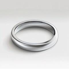 Shiny Metallic Ring on White Background, Isolated Silver Jewelry with Subtle Grey Lighting
