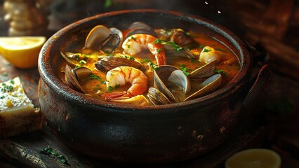 Seafood Stew with Shrimps and Clams