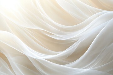 Obraz premium Sheer white veil fabric flowing gracefully, creating a dreamy and romantic backdrop, perfect for wedding-related themes