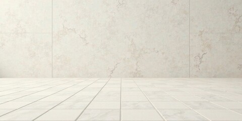 Clean Minimalist Room Interior Design with Off-White Tile Floor and Wall