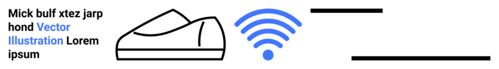 Elements include a minimalist shoe design, wireless signal symbol, and UI components. Ideal for technology integration, fitness tracking, smart devices, IoT, app design, user interfaces, modern