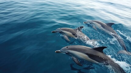 Fototapeta premium Dive into Adventure: Experience the Joy of Swimming with Dolphins in the Caribbean Sea near Cancun, Mexico