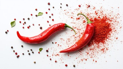 Cayenne Spice Dust on White: High-View Isolated Powdered Pepper Layout