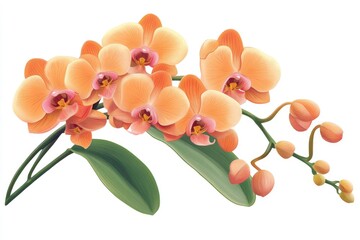 Fototapeta premium Stunning Pink Phalaenopsis Orchid: A Flourishing Bloom Against Vibrant Green Leaves