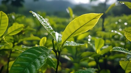 morning dew drops are seen on the leaves of plants