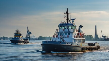 Mothervessel Coal Vessel Assisting Stevedoring Barge Tug