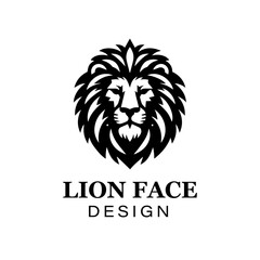 Fierce black and white lion head logo design with bold stylized mane, modern animal vector illustration for branding and graphic art projects.
