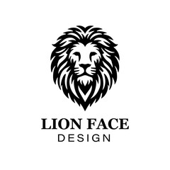 Fierce black and white lion head logo design with bold stylized mane, modern animal vector illustration for branding and graphic art projects.
