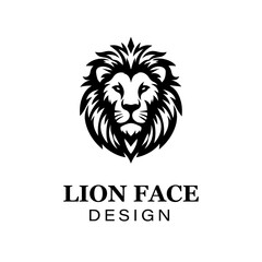 Fierce black and white lion head logo design with bold stylized mane, modern animal vector illustration for branding and graphic art projects.
