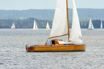 Yachts and boats at anchor and on the water.