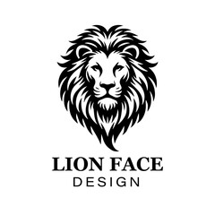 Fierce black and white lion head logo design with bold stylized mane, modern animal vector illustration for branding and graphic art projects.
