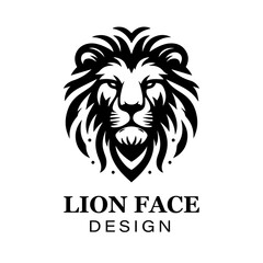 Fierce black and white lion head logo design with bold stylized mane, modern animal vector illustration for branding and graphic art projects.
