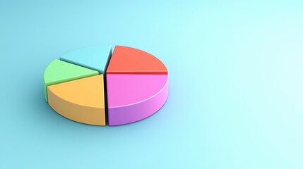 Obraz premium Colorful Pie Chart Displays Data Proportions With Minimalistic Design on Pastel Background