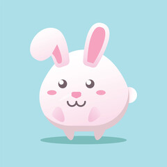 Cute kawaii rabbit, white bunny vector illustration