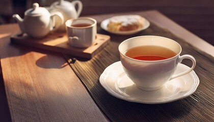Fototapeta premium Cup of tea and cookies on a table