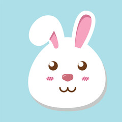 A cute vector illustration of a bunny, rabbit head cartoon