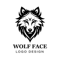 Black and white stylized wolf head logo design featuring sharp lines, bold symmetry, modern animal vector artwork for branding and creative graphic projects.
