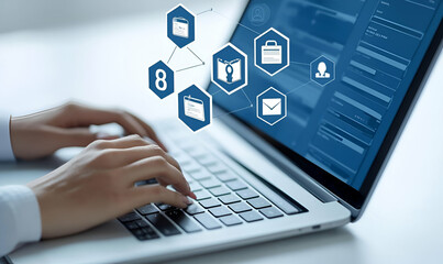 Insurance Selection Interface, a laptop screen displays various insurance options with clear details for informed decision-making.