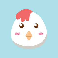 A cute vector illustration of a hen, chicken head cartoon