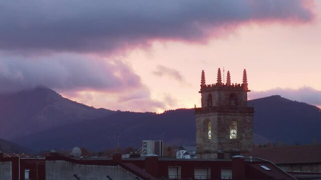 Sunset Over Durango City .Beautiful View in the Basque Country