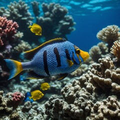 Fototapeta premium A colorful tropical fish swimming near a coral reef.