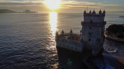 Obraz premium Torre de belem Lisboa, monumento histórico, Rio tejo 