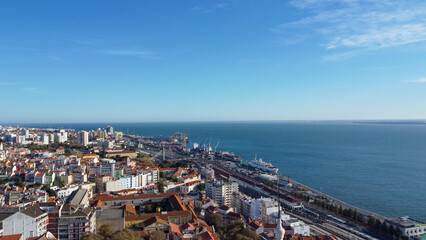 viste aerea drone lisboa Tejo