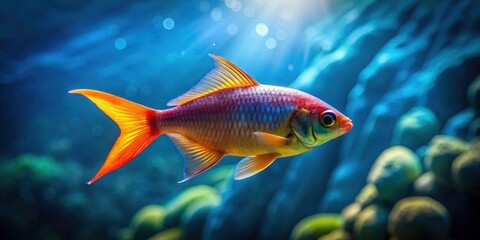 Naklejka premium Simple aquatic life: understated beauty in minimalist fish images.