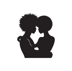 black african couple silhouette vector 
illustration