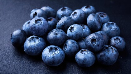 Blueberries on a black background