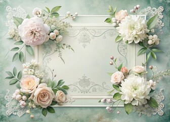 Soft pastel hand-drawn floral border creates an elegant frame, highlighting architectural photography against a white background.