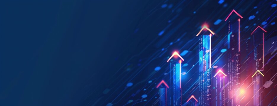 Upward trending arrows city background