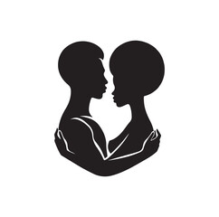 black african couple silhouette vector 
illustration