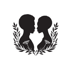 black african couple silhouette vector 
illustration