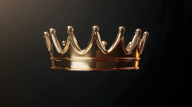 Simple gold crown with minimal design isolated on transparent background