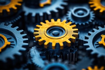 Abstract representation of interconnected gears symbolizing collaboration and efficiency.