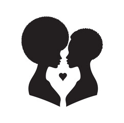 black african couple silhouette vector 
illustration