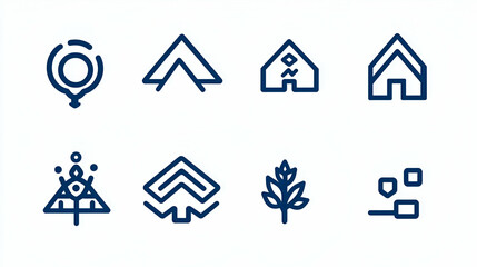 Fototapeta premium Diverse Line Icons Collection, showcasing various themes in a minimalist design, ideal for modern digital projects and presentations.