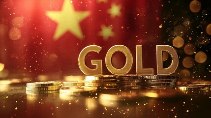 Gold coins and china's flag symbolize china's influence on the global gold market.