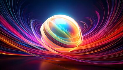Fototapeta premium Mesmerizing Orb with Radiant Light and Dynamic Energy Waves