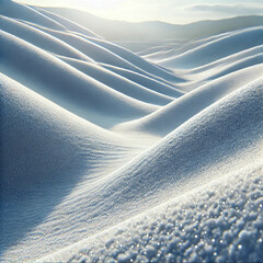 Snowy hills in the morning