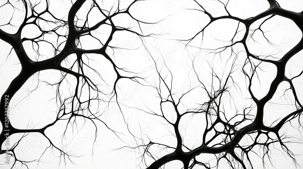 Poster abstract black and white design of interconnected organic shapes on a light background