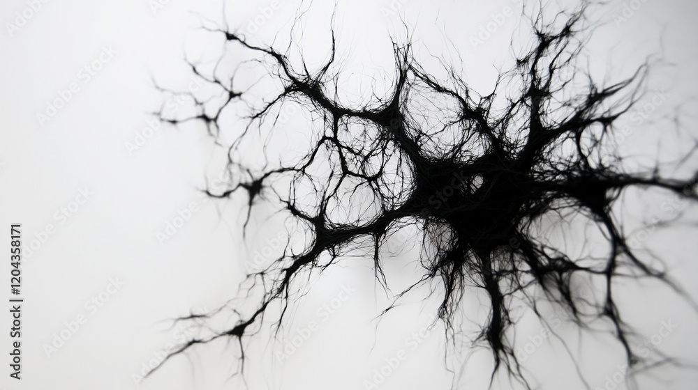 Aufkleber Abstract design of interconnected organic shapes resembling branches or networks in black on a white background
