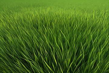 Obraz premium a close up of a green field of grass with a sky background