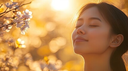 Fototapeta premium Serene moment captured in golden light, showcasing tranquility a