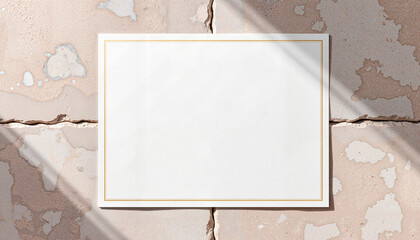 Elegant certificate mockup on textured stone surface, professional branding