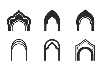 Set of Islamic window icon, vector, silhouette illustration