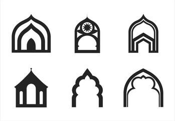 Obraz premium Set of Ramadan window vector illustration